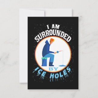 Tarjeta Pesca de hielo estoy rodeada de hoyos de hielo