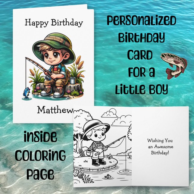 Tarjeta Pesca de niños personalizada | Cumpleaños de la pá (Subido por el creador)