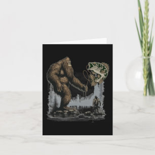 Tarjeta Pesca de pie gigante Funny Pescado Sasquatch