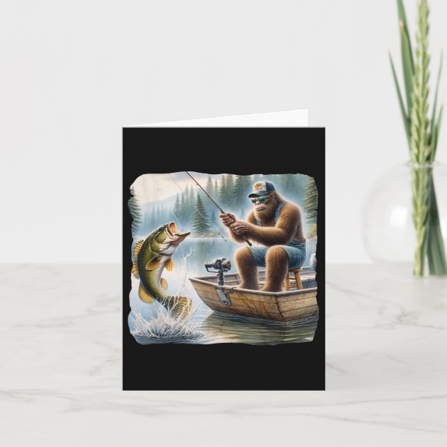 Tarjeta Pesca de pie gigante Funny Sasquatch Summer B Fish (Anverso)