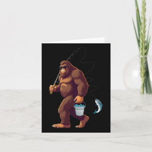 Tarjeta Pesca de pie grande Funny Retro Sasquatch Pescador