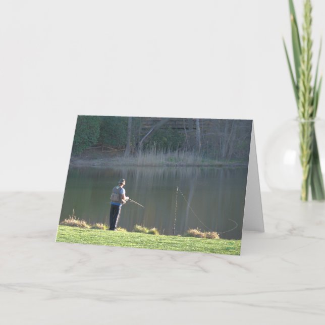 Tarjeta Pesca de primavera en el estanque (Anverso)