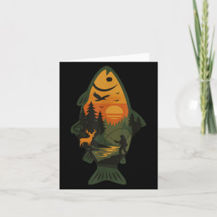 Tarjeta Pesca de trucha Pesca al aire libre Naturaleza sil