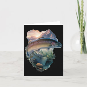 Tarjeta Pesca de trucha Pesca Montañas Pescador de la Natu