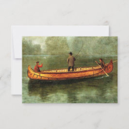 Tarjeta Pesca de una canoa (pescadores en barco de madera)
