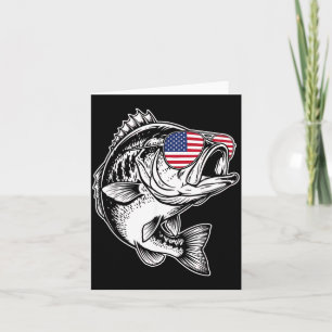 Tarjeta Pesca Divertida Bandera Americana Pescador B Pesca
