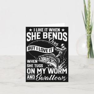 Tarjeta Pesca divertida como cuando se inclina pero amo