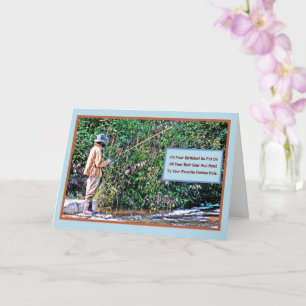 TARJETA PESCA PESQUERA/CUMPLEAÑOS FELIZ/PESCADOR EN EL RÍO
