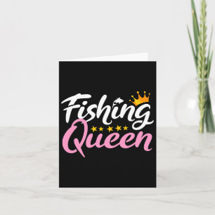 Tarjeta Pesca Reina divertida pescador entusiasta acuático