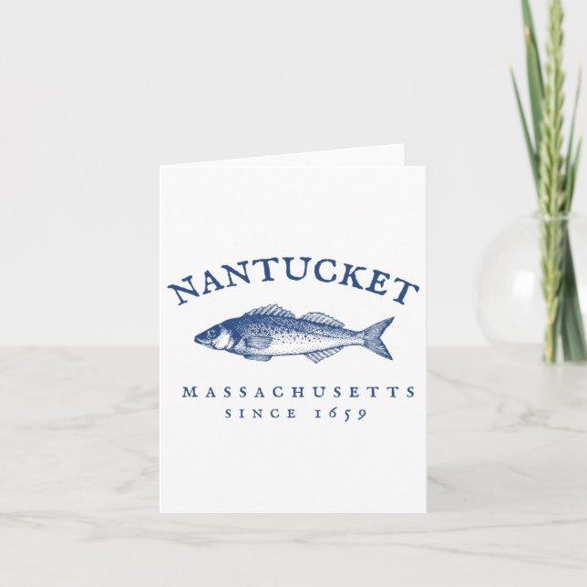 Tarjeta Pesca Retro Nantucket Machusetts (Anverso)