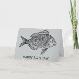 Tarjeta Pescado cosechado cumpleaños náutico