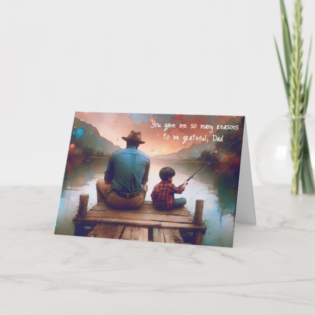 Tarjeta Pescado de acuarela de papá y niño por cumpleaños (Anverso)