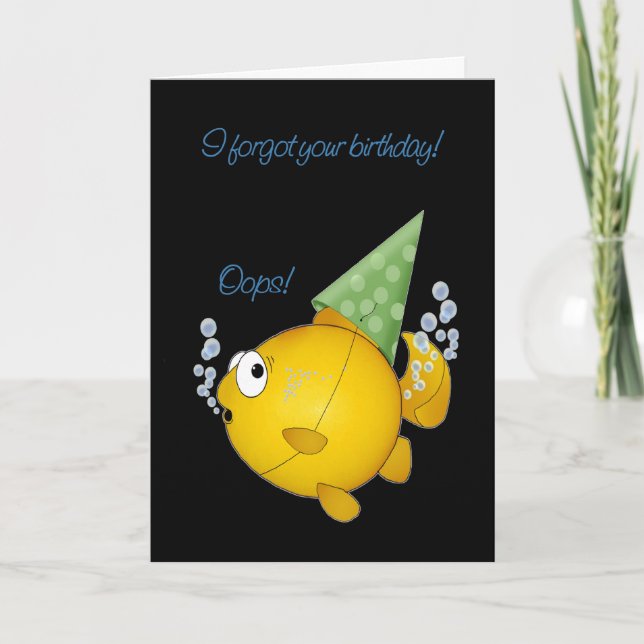 Tarjeta Pescado de cumpleaños dorado (Anverso)
