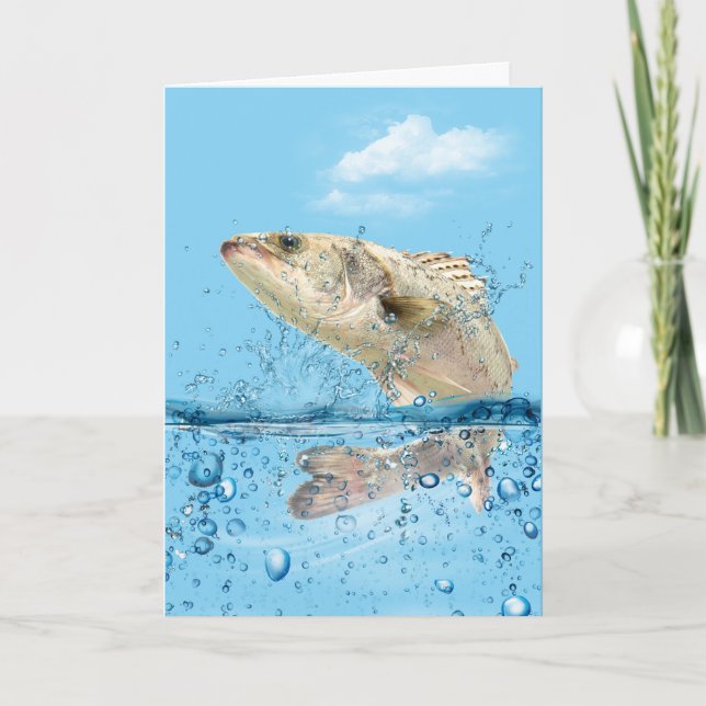 Tarjeta Pescado de cumpleaños en el agua (Anverso)