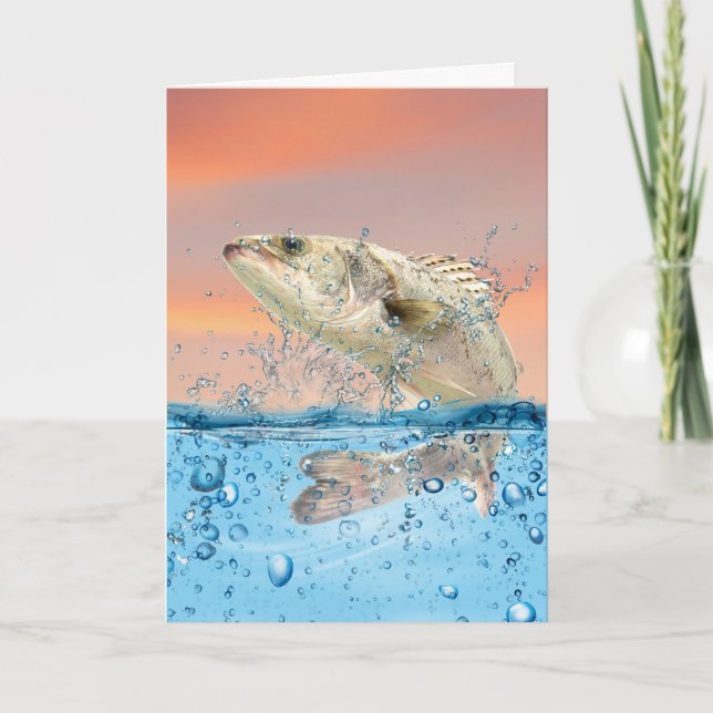 Tarjeta Pescado de cumpleaños en el agua (Anverso)