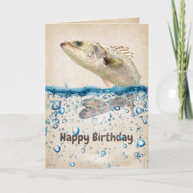 Tarjeta Pescado de cumpleaños en el agua (Anverso)
