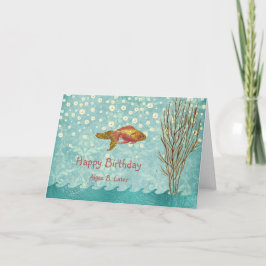 Tarjeta Pescado de oro Perla Verde azulada Confetti Cumple