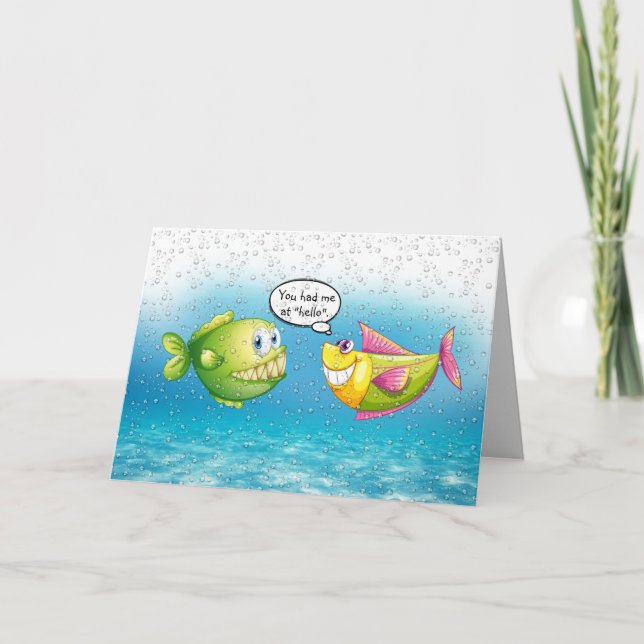 Tarjeta Pescado en el aniversario de las burbujas (Anverso)