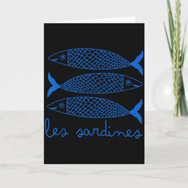 Tarjeta Pescado Enlatado Les Sardines Gráfico Retro Para H (Anverso)