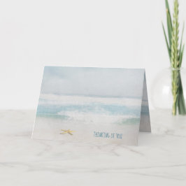 Tarjeta Pescado estelar de playa y acuarela de surf oceáni