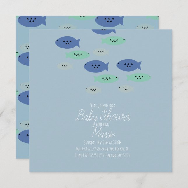 Tarjeta Pescado Natación Acuario Baby Shower (Anverso / Reverso)