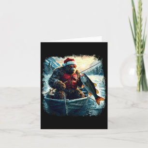Tarjeta Pescado Navideño Exterior Divertido Pescado Santa