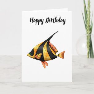 Tarjeta Pescado negro y dorado de ángulo tropical