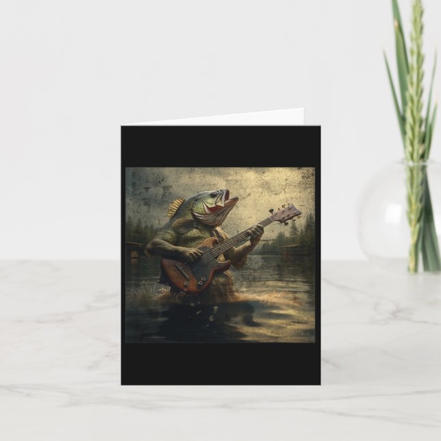 Tarjeta Pescado Raro B Jugando A La Guitarra Gracioso Meme (Anverso)