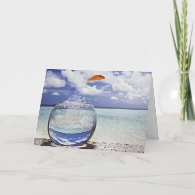 Tarjeta Pescado saltando de la pecera (Anverso)