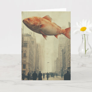 Tarjeta Pescado surrealista gigante en el cielo