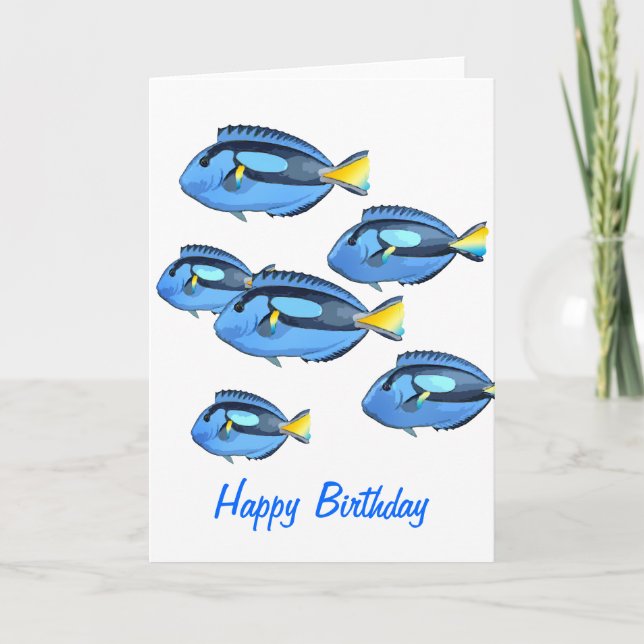 Tarjeta Pescado tropical azul y amarillo (Anverso)