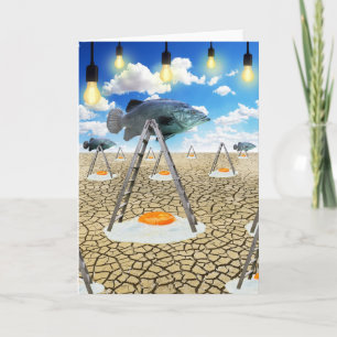 Tarjeta Pescado y huevos fritos