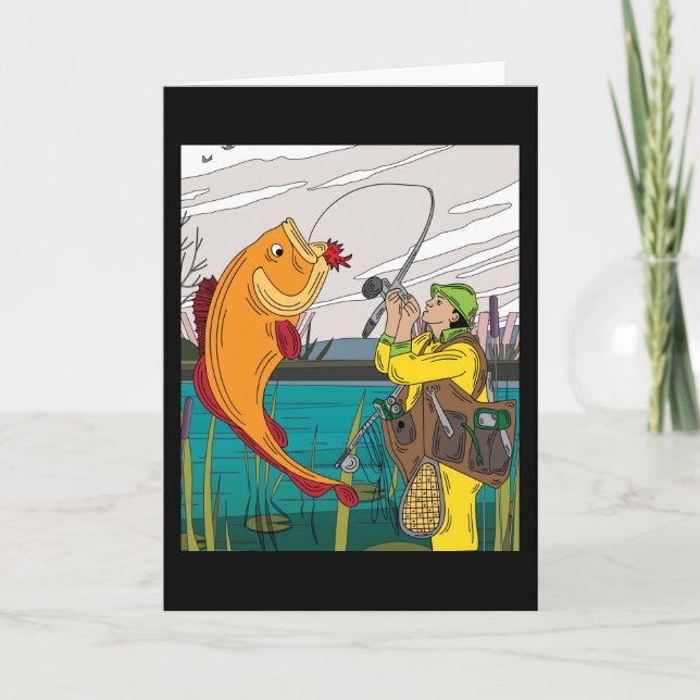 Tarjeta Pescador captura peces grandes (Anverso)