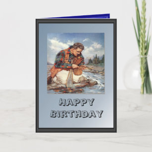 Fly Fishing Happy Birthday Card