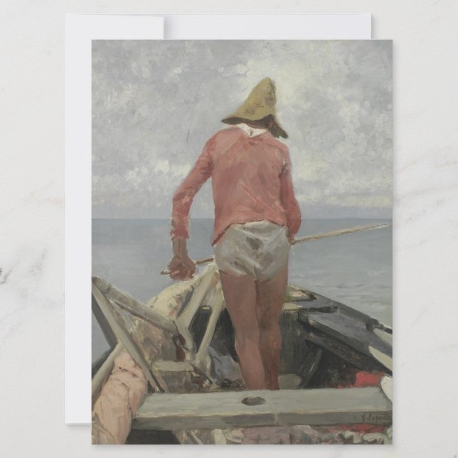 Tarjeta Pescador en su barco (por Vincenzo Caprile) (Anverso)