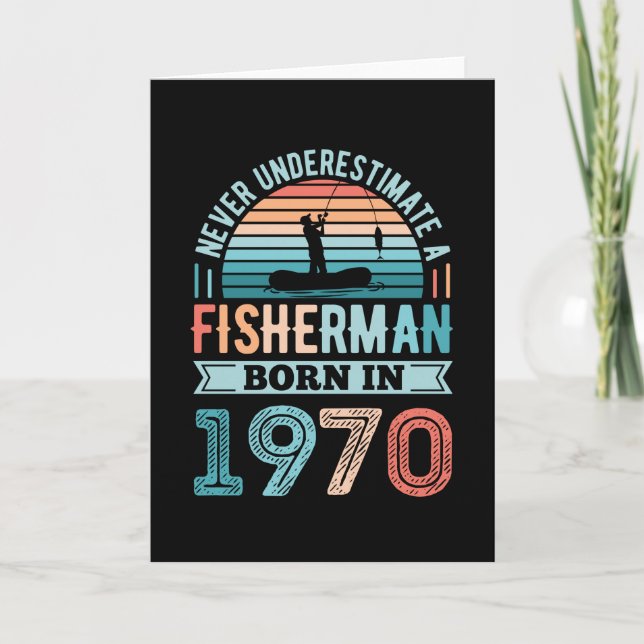 Tarjeta Pescador nacido en 1970 Pescador regalo de cumplea (Anverso)