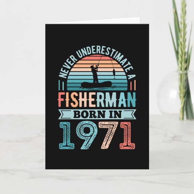 Tarjeta Pescador nacido en 1971 Pescador regalo de cumplea (Anverso)