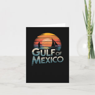 Tarjeta Pescador Retro Sunset del Golfo De México y calder