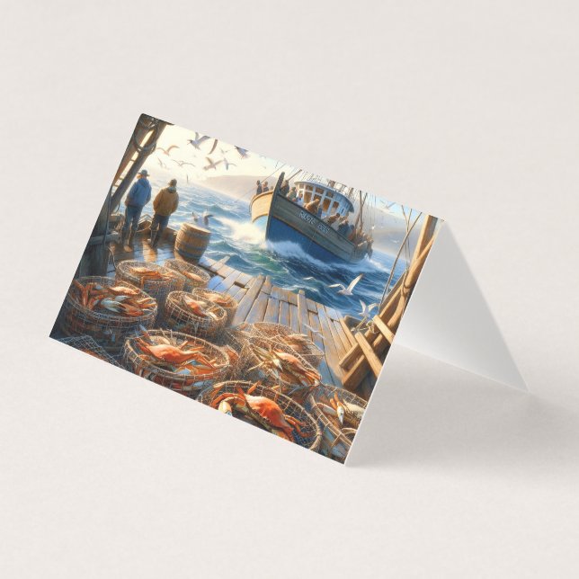 Tarjeta Pescadores de la cosecha de Crepúsculo que recogen (Anverso)