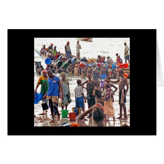 Tarjeta, "pescados de compra de la muchedumbre de (Anverso (Horizontal))