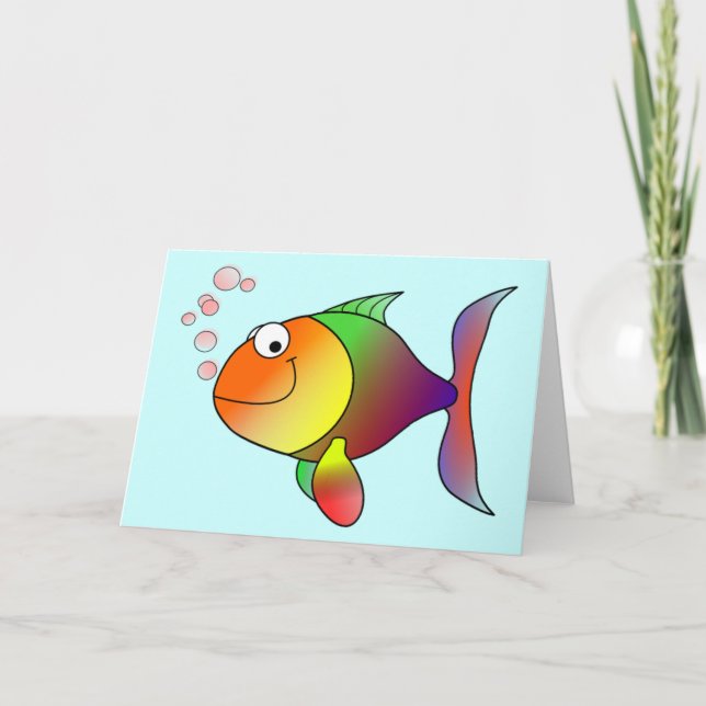 Tarjeta Pescados divertidos lindos - coloridos (Anverso)