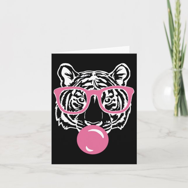 Tarjeta Pescando Gatos De Gles Rosa Inteligentes Tigre De  (Anverso)