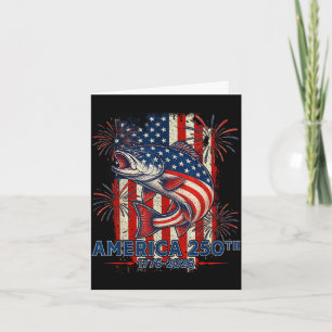 Tarjeta Pescando salmón con bandera americana 1776 2026