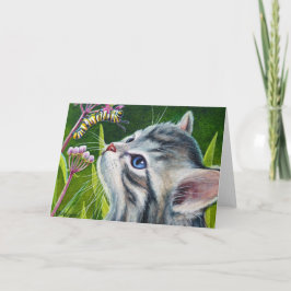 Tarjeta Pestaña gris, arte acuático de Kitten y Caterpilla