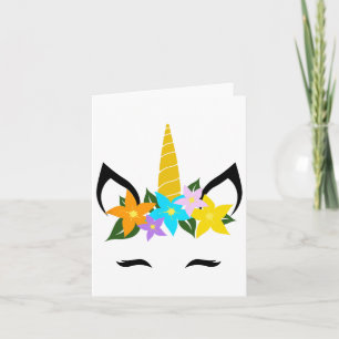Tarjeta Pestañas de cara de unicornio Sonrisa Bonita Coron