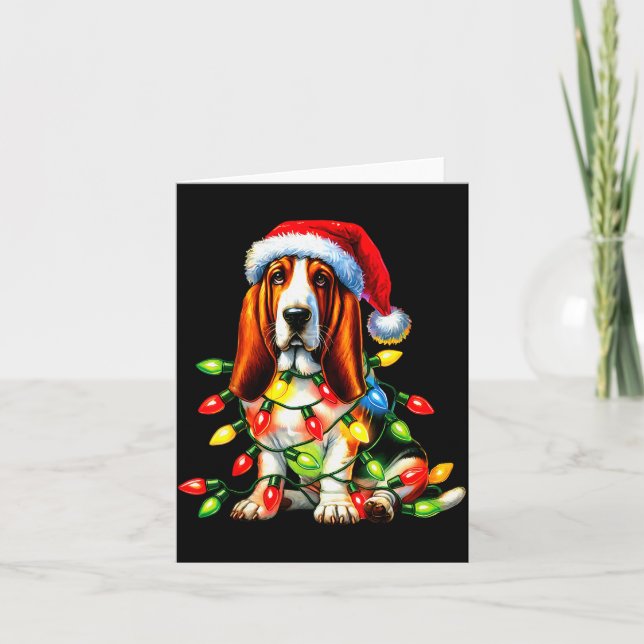Tarjeta Pet Animal Bet Hound Dog Lover Santa Hat Christmas (Anverso)