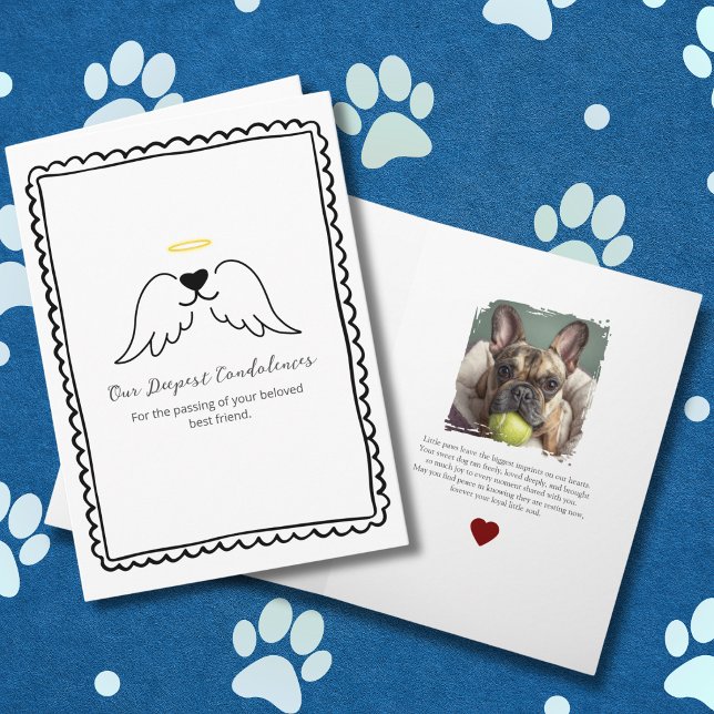 Tarjeta Pet Loss Sympathy Dog Angel Wings Custom Photo (Subido por el creador)