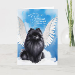 Tarjeta Pet Sympathy Loss of a Dog Black Pomeranian Angel