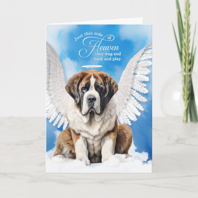 Tarjeta Pet Sympathy Loss of a Dog Saint Bernard Angel (Anverso)