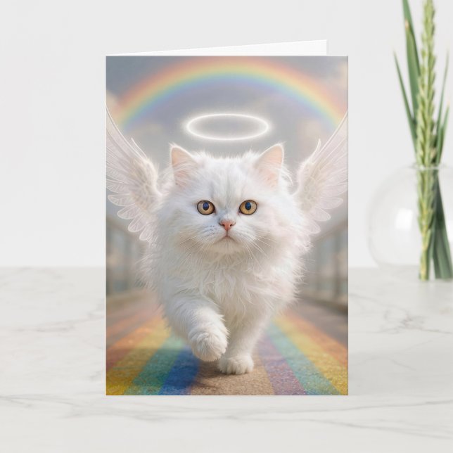 Tarjeta Pet Sympathy Persian Cat with Angel Wings (Anverso)